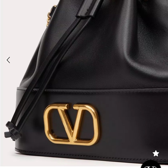 Valentino Garavani VLogo Mini Bucket Bag Black Nappa Leather Gold Chain - Picture 7 of 15